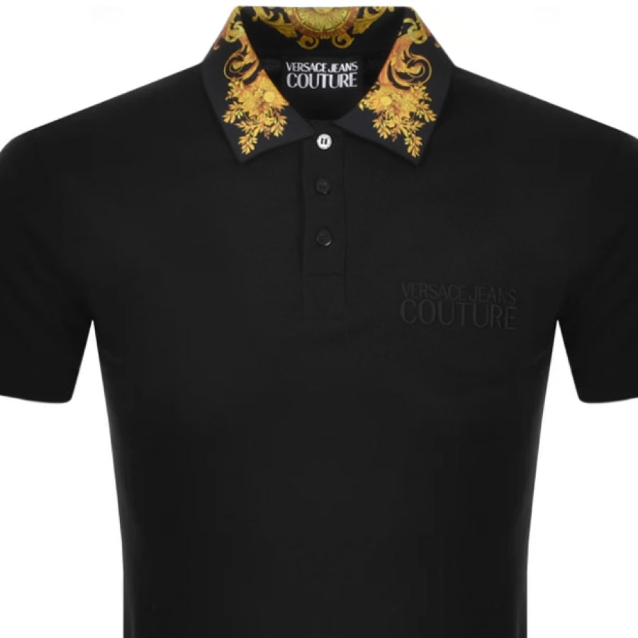 Alternative Image for ProductVersace Jeans Couture Baroque Polo T Shirt Black2